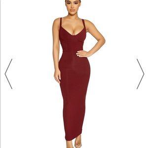 Naked Wardrobe Wine Bodycon Dress